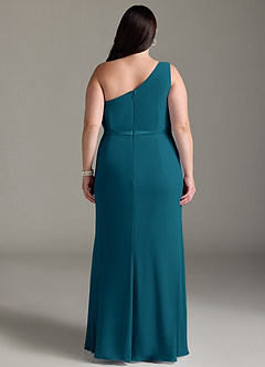 Azazie Liza Bridesmaid Dresses Ink Blue Mermaid One Shoulder Chiffon Dress image7