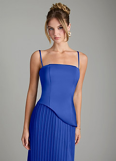 Azazie Tierney Bridesmaid Dresses Royal Blue A-Line Strapless Chiffon Convertible Dress image2