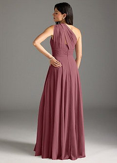 Azazie Charlize Bridesmaid Dresses Desert Rose A-Line One Shoulder Chiffon Dress image2