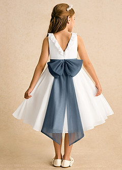 Azazie Dani Flower Girl Dresses Ivory Neptune A-Line Bow Chiffon Dress image2