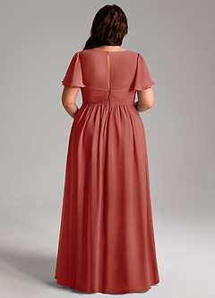 Azazie Verna Maternity Bridesmaid Dresses A-Line V-Neck Ruched Chiffon Floor-Length Dress image12