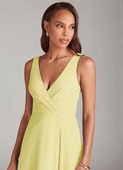 Azazie Nelly Bridesmaid Dresses Lemon Sorbet A-Line Pleated Chiffon Dress image6