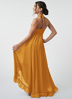 Azazie Hermione Junior Robe Trapèze en Mousseline de soie Caramel écossais image5
