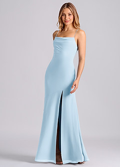 Azazie Grata Bridesmaid Dresses Sky Blue Mermaid Pleated Chiffon Dress image5