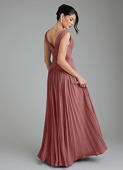 Azazie Kima Brautjungfernkleider Eine Linie Plissee Chiffon Kleid Wüstenrose image8