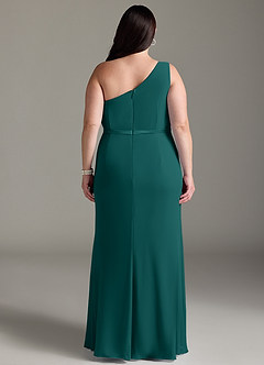 Azazie Liza Bridesmaid Dresses Peacock Mermaid One Shoulder Chiffon Dress image7