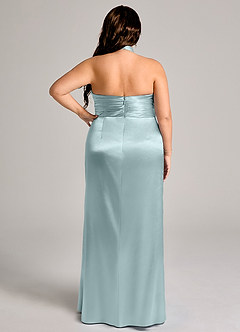 Azazie Jemma Bridesmaid Dresses Mist Sheath Pleated Metallic Satin Dress image9