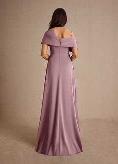 Azazie Milton Mother of the Bride Dresses Dusty Rose A-Line Pleated Stretch Satin Dress image4