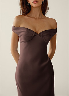 Gwendonme Truffle Satin Crystal Linen Prom Dress image5
