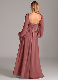 Azazie Bailee Bridesmaid Dresses Amethyst A-Line Long Sleeve Chiffon Dress image4