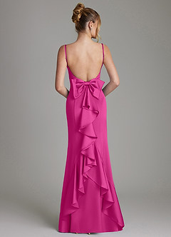 Azazie Zherra Bridesmaid Dresses Fuchsia Mermaid Bow Stretch Satin Dress image5