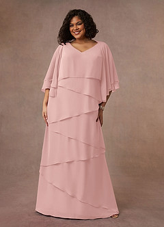 Azazie OHara Mother of the Bride Dresses Powder Pink A-Line V-Neck Chiffon Dress image10