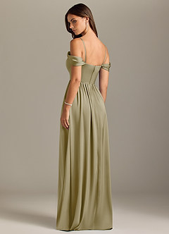 Azazie Calianna Bridesmaid Dresses Moss Green A-Line Off the Shoulder Stretch Satin Convertible Dress image10