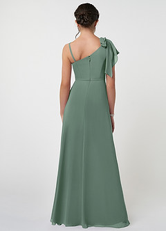 Azazie Aidy Junior Eucalyptus A-Line Bow Chiffon Dress image2