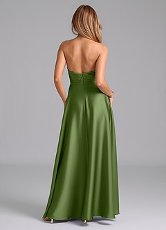 Azazie Tessie Bridesmaid Dresses Juniper A-Line Pleated Stretch Satin Dress image2