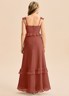 Azazie Tavie Junior Vestido de Castaño de Gasa de Corte en A con Volante image2