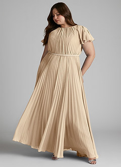 Azazie Kara Modest Bridesmaid Dresses A-Line Pleated Chiffon Floor-Length Dress image12
