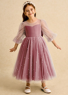 Azazie Trudy Sukienki dla dziewczynek sypiących kwiaty Suknia balowa Dekolt w kształcie serca Tiul Długość herbaty Sukienka image3