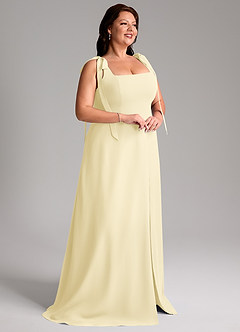 Azazie Debra Bridesmaid Dresses Lemon Sorbet A-Line with Pockets Chiffon Convertible Dress image15