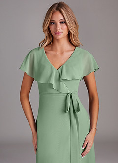 Azazie Lainey Abiti da Damigella Abito A-Line in Chiffon Con Tasche Matcha image6