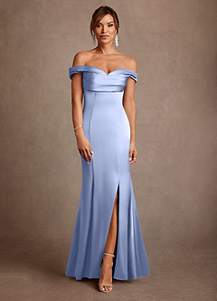 Azazie Boone Mother of the Bride Dresses Ice Mermaid Off the Shoulder Stretch Satin Dress image2