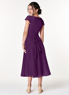 Azazie Payton Junior Grape A-Line Bow Chiffon Dress image2