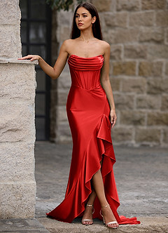 Siren Red Mermaid Prom Dress image4