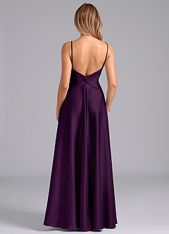 Azazie Elita Bridesmaid Dresses Grape A-Line Pleated Stretch Satin Dress image5