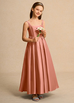 Azazie Mochi Girl vestidos de niña de las flores Vestido de Mai Tai de Satin Mate de Princesa con Plisado image4