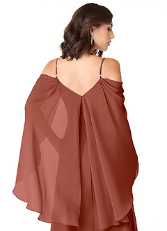 Azazie Cienna Bridesmaid Dresses Auburn A-Line Off the Shoulder Chiffon Dress image6