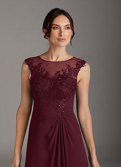 Azazie Endora Mother of the Bride Dresses Cabernet A-Line Scoop Lace Chiffon Dress image2