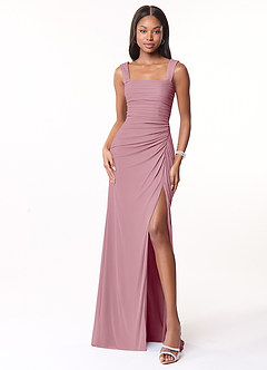 Azazie Jesaphine Bridesmaid Dresses Vintage Mauve Sheath Ruched Mesh Dress image5