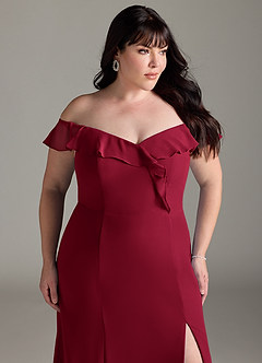 Azazie Sophie Jurken voor bruidsmeisjes Converteerbaar Jurk van Chiffon met A-Lijn Off the Shoulder Bourgondië image11