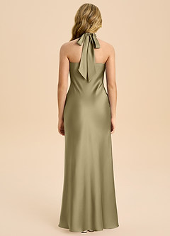 Azazie Chickie Junior Etui Plissee Stretch-Satin Kleid Moosgrün image2