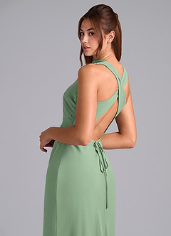 Azazie Evadne Bridesmaid Dresses Matcha Sheath Pleated Chiffon Dress image7