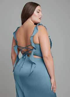 Azazie Jessamine Bridesmaid Dresses Bermuda Sheath Corset Stretch Satin Dress image14