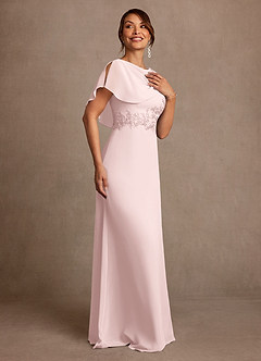 Azazie Frieda vestidos de madre de la novia Vestido Rosa Rubor de Gasa de Corte en A con Aplique image4