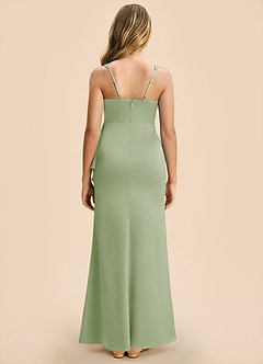 Azazie Adrienne Junior Robe Fourreau en Satin extensible Plissé Vert Sauge image2