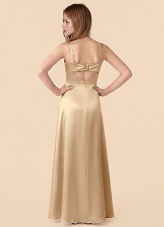 Azazie Renna Junior Champagne Mermaid Pleated Stretch Satin Dress image2