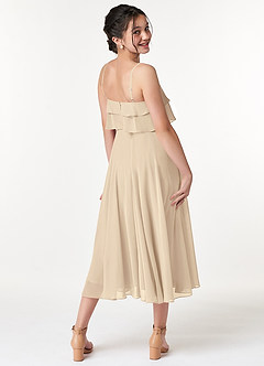 Azazie Ensley A-Line Pleated Chiffon Tea-Length Junior Bridesmaid Dress image6