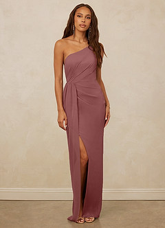 Christian Siriano Bridal for Azazie 1003 Bridesmaid Dresses Desert Rose Sheath One Shoulder Chiffon Dress image1