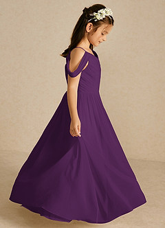 Azazie Chelle Flower Girl Dresses Grape A-Line Pleated Chiffon Dress image4
