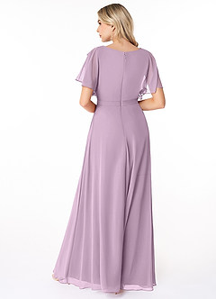 Azazie Aaliyah Modest Bridesmaid Dresses A-Line Scoop Pleated Chiffon Floor-Length Dress image2