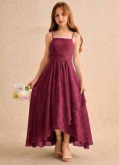 Azazie Twilight Girls Formal Sukienki dla dziewczynek sypiących kwiaty Litera A Plisowana Kwiatowe wypalenie Asymetryczny Sukienka image3