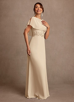 Azazie Frieda Mother of the Bride Dresses Champagne A-Line Applique Chiffon Dress image4