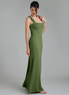 Azazie Ariel Bridesmaid Dresses Olive Mermaid Square Neckline Premium Stretch Jersey Dress image8