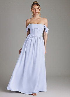 Azazie Caterina Brudepigekjoler En streg Korset Chiffon Gulv-længde Kjole image1