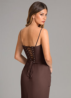 Azazie Sorrel Robes de demoiselle d'honneur Robe Sirène en Mousseline de soie Corset Ganache image7