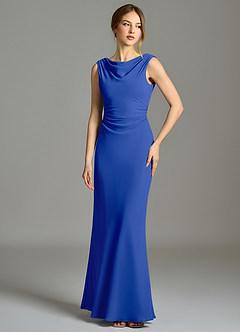 Azazie Kieryn Bridesmaid Dresses Royal Blue Mermaid Pleated Chiffon Dress image1