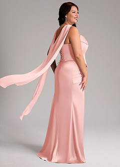 Azazie Sorrel Bridesmaid Dresses Powder Pink Mermaid Strapless Stretch Satin Convertible Dress image8